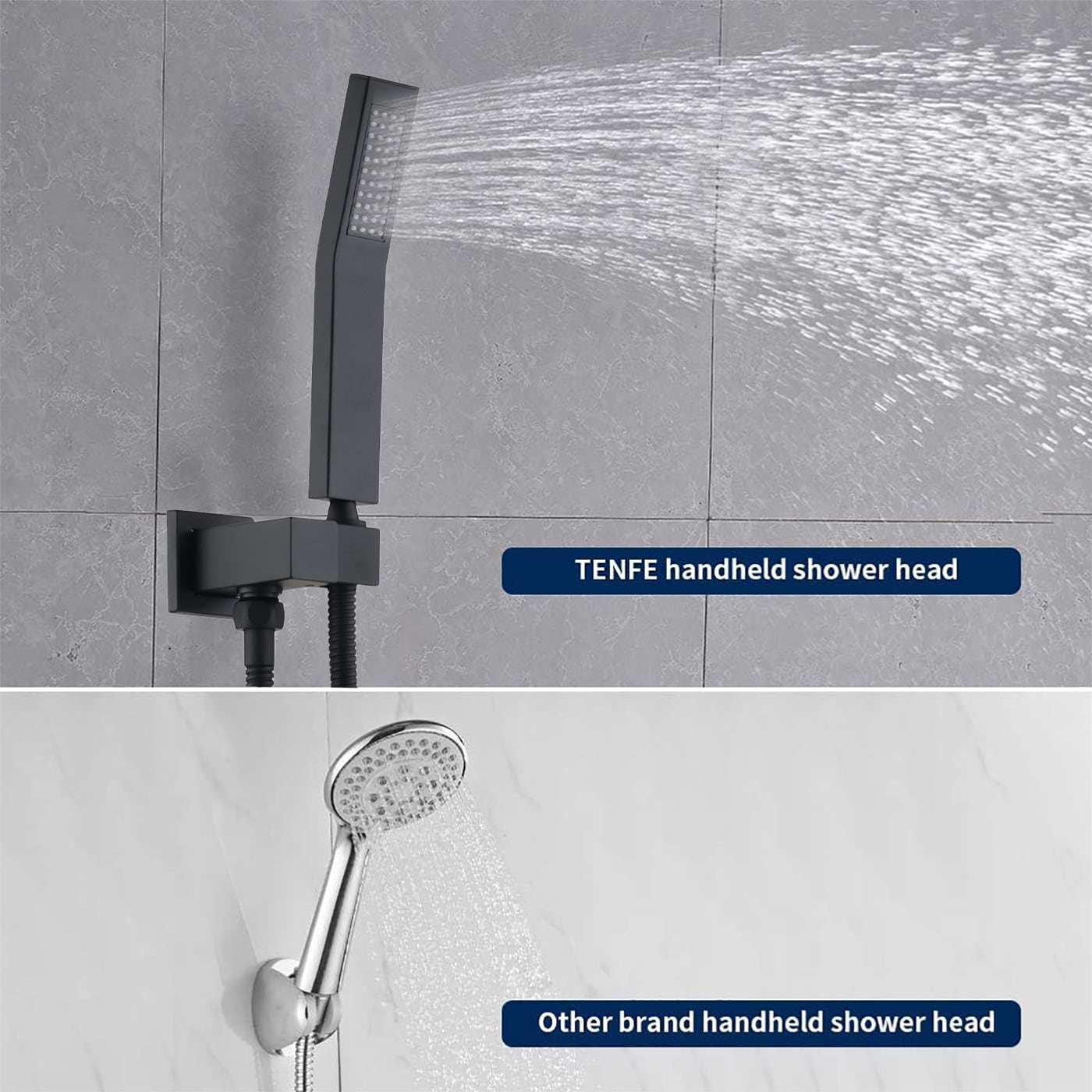 Sistema de regadera de lluvia WELLFOR DT negro mate con un mango, función única, ducha cuadrada de 10 pulgadas con válvula DTG-583S10MB.