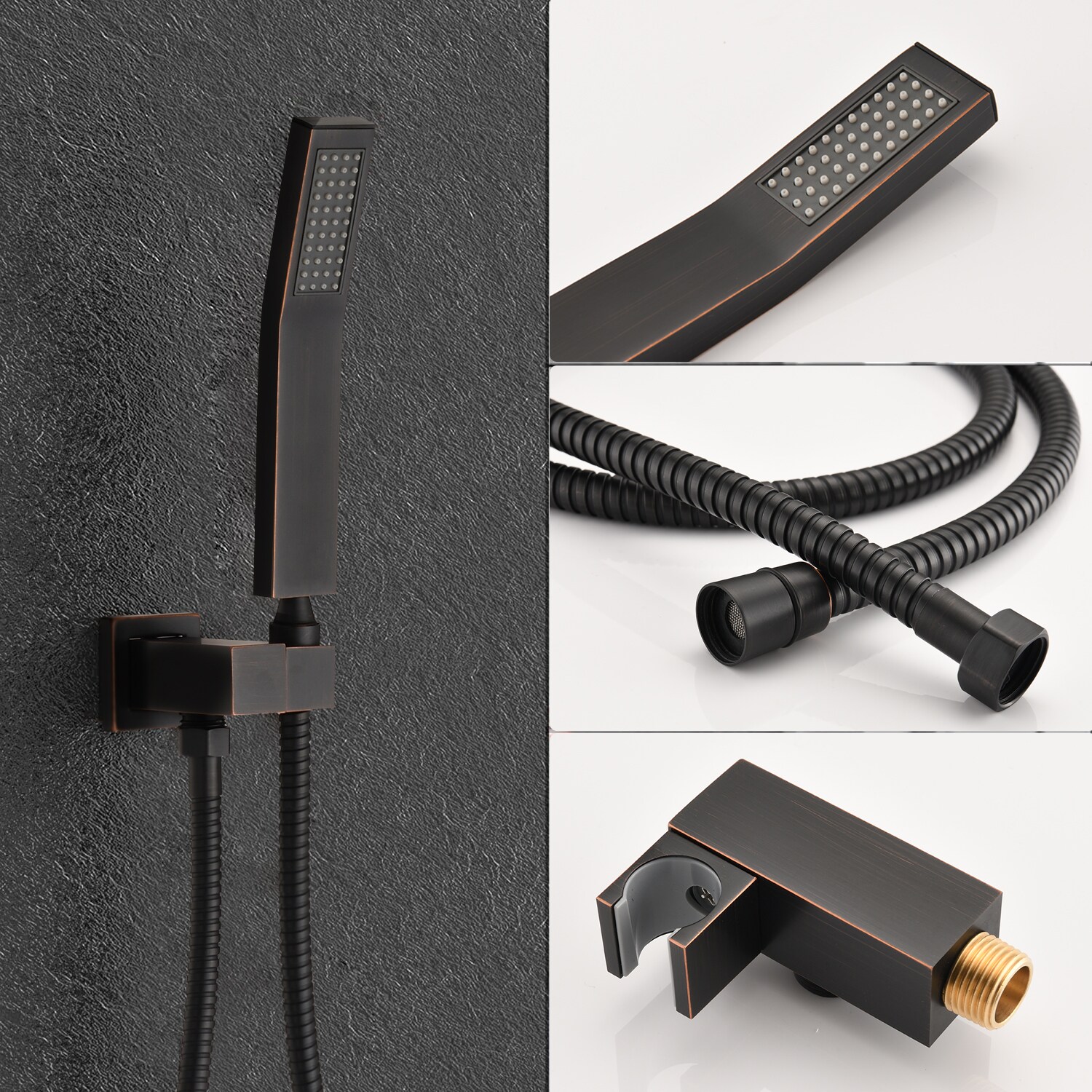 Sistema de regadera WELLFOR DT en bronce frotado con aceite, 1 manija, función única, regadera cuadrada de 10 pulgadas con válvula DTG-806CS10ORB.