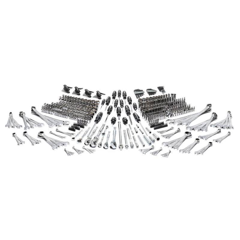Juego de herramientas mecánicas Husky de 1/4 in., 3/8 in. y 1/2 in., con unidades SAE/Métricas, en presentación superficial y profunda (505 piezas) - H505MTSPO