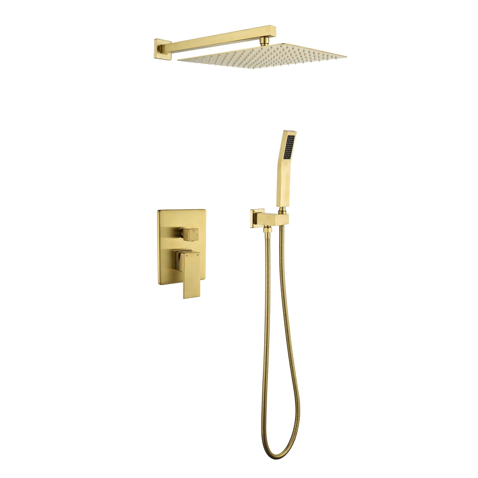 Ducha de Lluvia WELLFOR DT Acabado en Oro Cepillado de 1 Manija Función Única 10 Pulgadas Cuadrada con Válvula DTG-806CS10BG