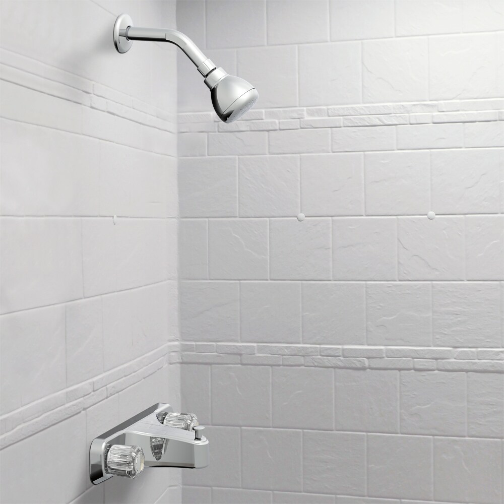 Grifería de bañera redonda con válvula de cromo de dos manijas y función única para casa móvil de Project Source