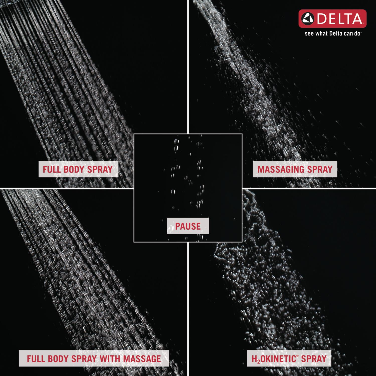 Grifo de bañera redonda y ducha con 1 mango cromado de función múltiple Delta Vesna con válvula 144789-I