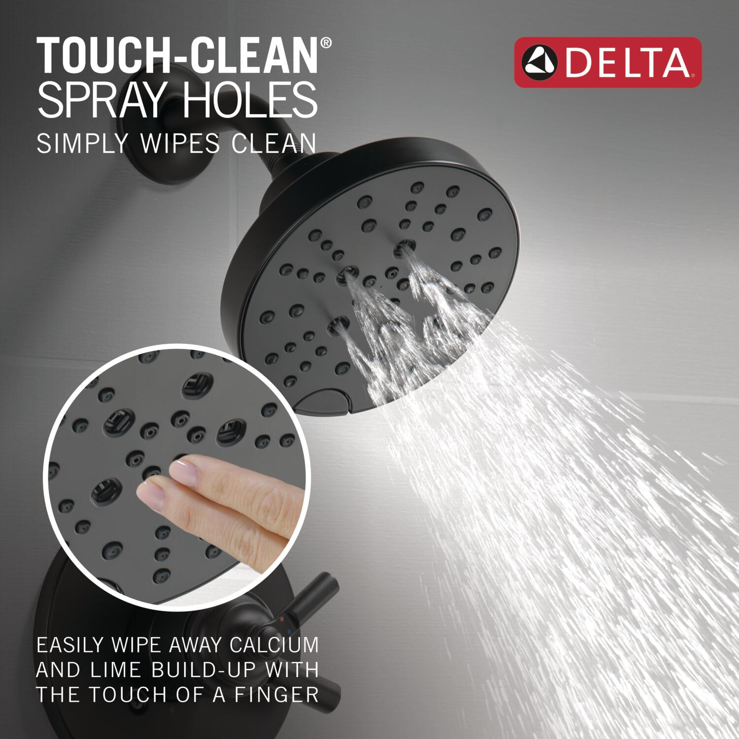 Grifo para bañera y regadera redonda de 6 pulgadas con 2 manijas en negro mate Delta Saylor