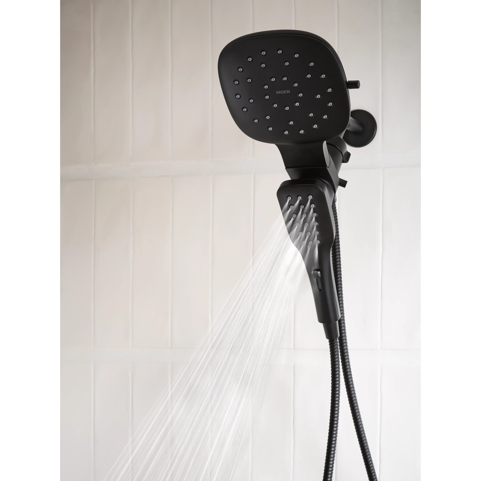 Grifo para Bañera y Ducha Multifunción Cuadrado en Negro Mate de Moen (Válvula se Vende por Separado) 220C5BL