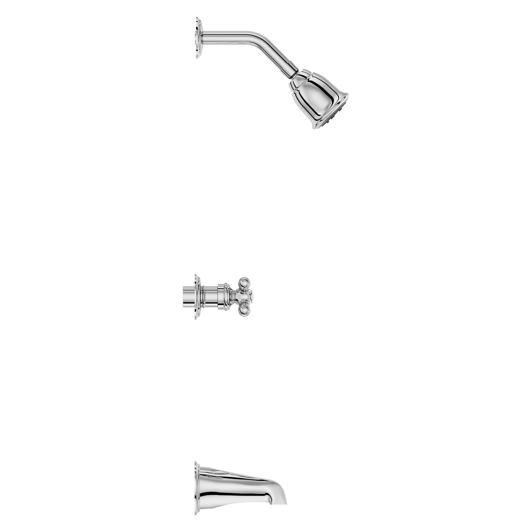 Serie Pfister Pfirst: Grifo de bañera y ducha redondo de 2.97 pulgadas con 3 manijas cromadas y función múltiple LG01-8CBC