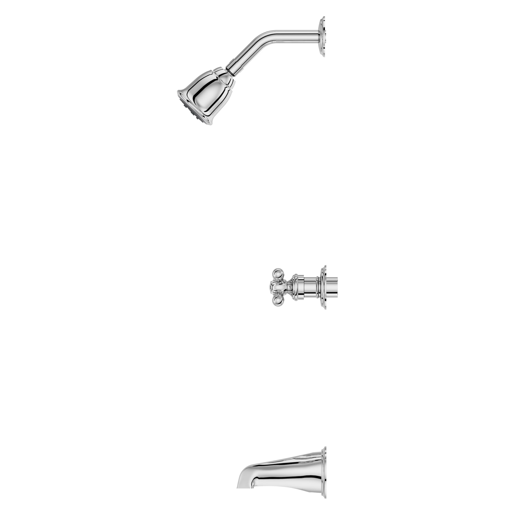 Serie Pfister Pfirst: Grifo de bañera y ducha redondo de 2.97 pulgadas con 3 manijas cromadas y función múltiple LG01-8CBC