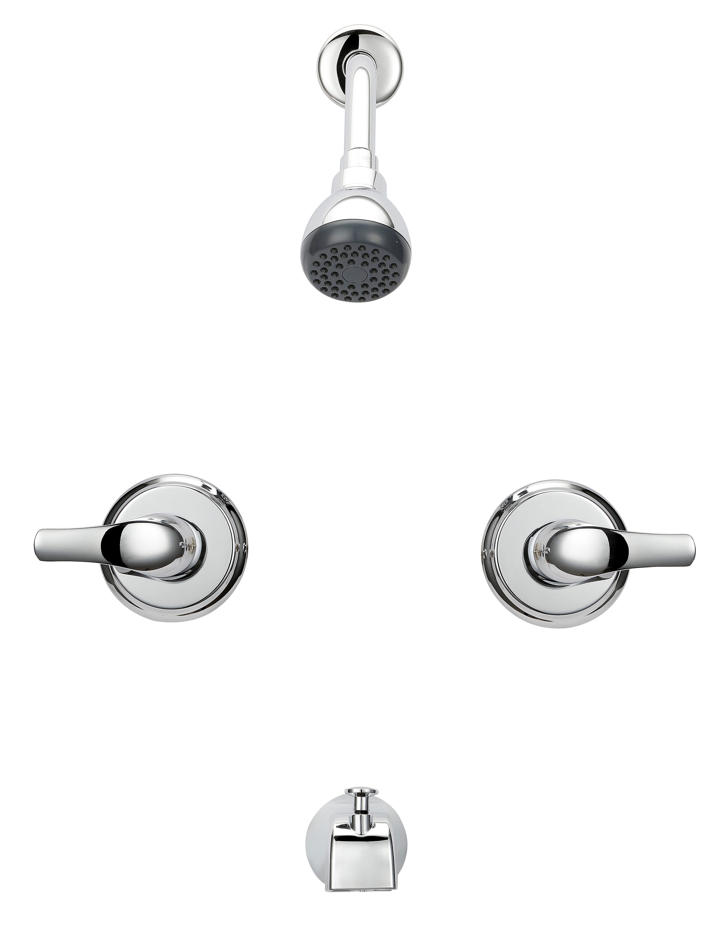 Grifo de Bañera y Ducha Redondo de 3 pulgadas con 2 Manijas Cromadas de Proyecto Source Rutland y Función Única con Válvula.