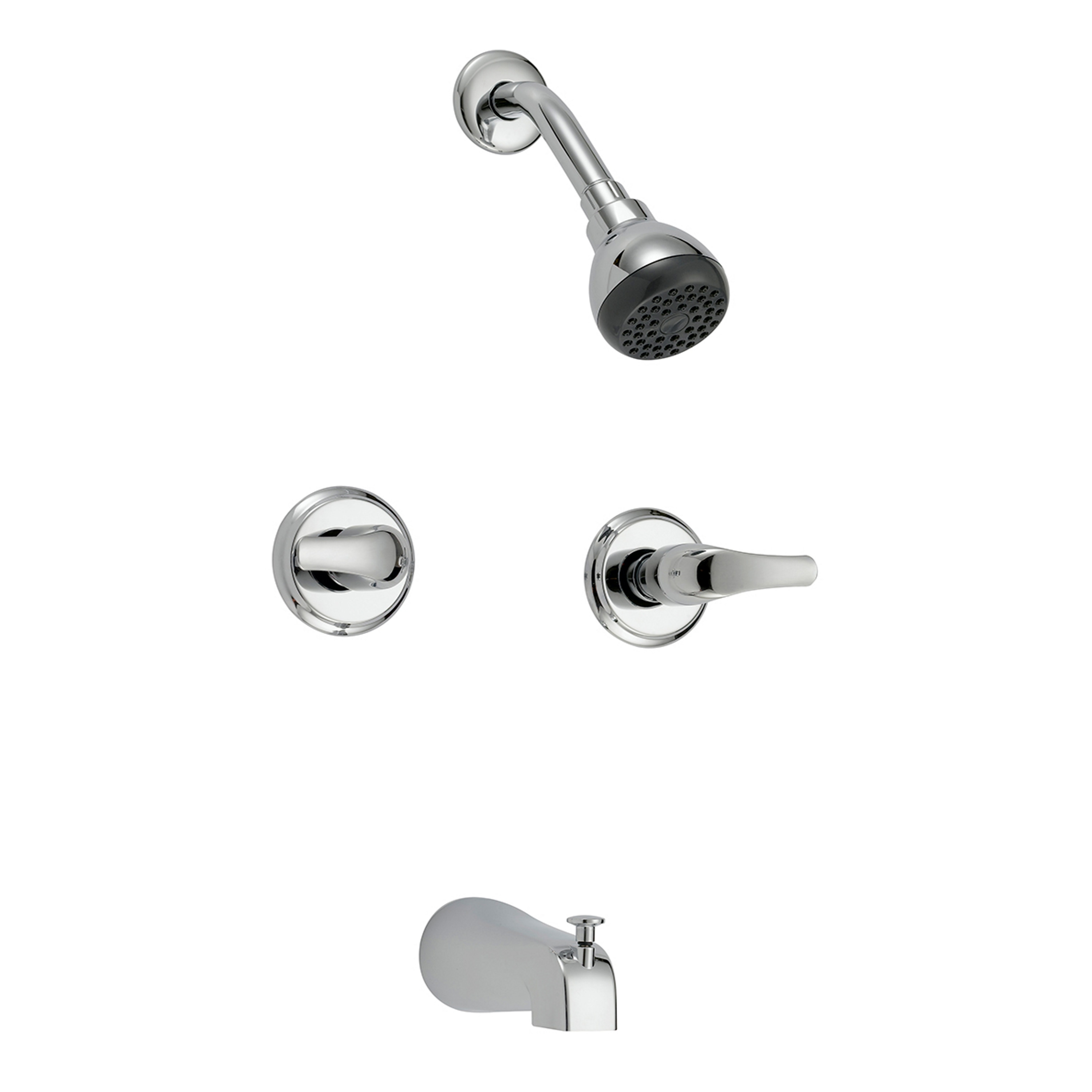 Grifo de Bañera y Ducha Redondo de 3 pulgadas con 2 Manijas Cromadas de Proyecto Source Rutland y Función Única con Válvula.