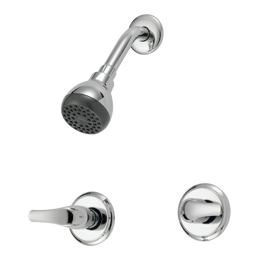 Grifo de Bañera y Ducha Redondo de 3 pulgadas con 2 Manijas Cromadas de Proyecto Source Rutland y Función Única con Válvula.
