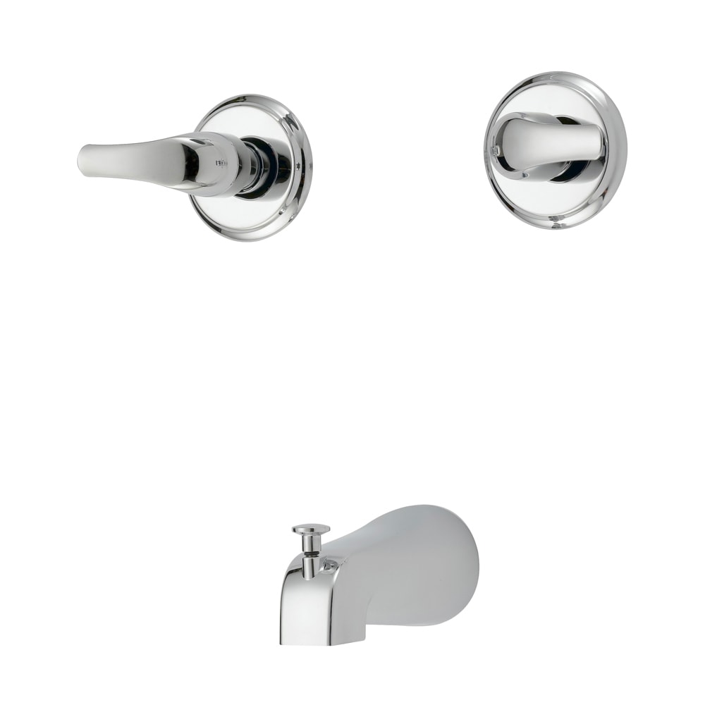 Grifo de Bañera y Ducha Redondo de 3 pulgadas con 2 Manijas Cromadas de Proyecto Source Rutland y Función Única con Válvula.