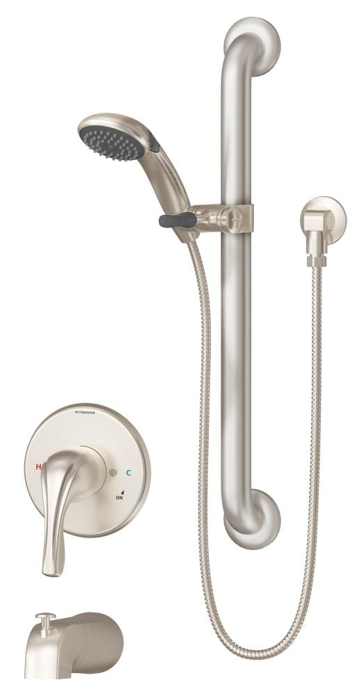 Monomando para bañera y ducha redonda de 3.34 pulgadas en níquel satinado de Symmons Origins (válvula no incluida)