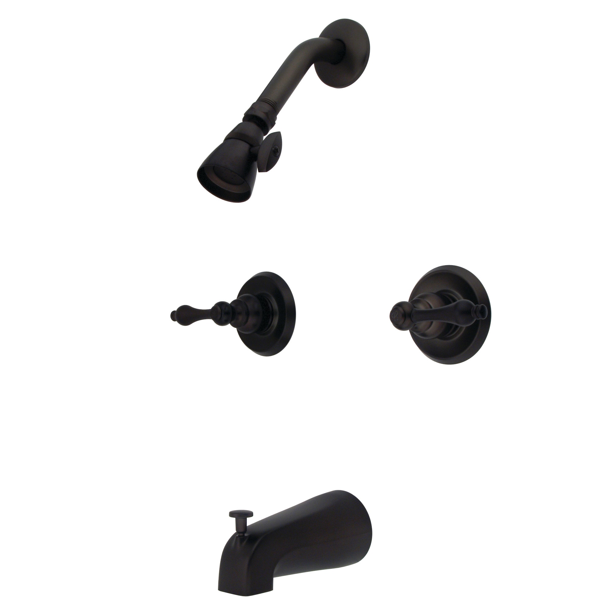 Grifería para bañera y ducha redonda de 1.75 pulgadas con dos manijas en bronce aceitado multifunción Magellan de Kingston Brass