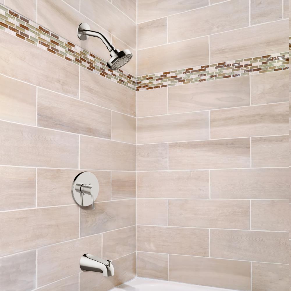Grifería para bañera y ducha redonda de 3.86 pulgadas de Design House Eastport II, cromo pulido con manija y funciones múltiples