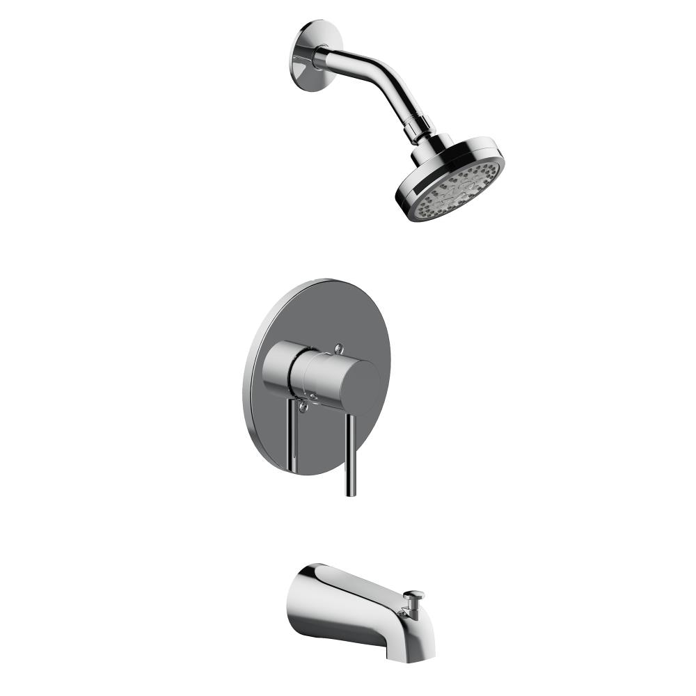 Grifería para bañera y ducha redonda de 3.86 pulgadas de Design House Eastport II, cromo pulido con manija y funciones múltiples
