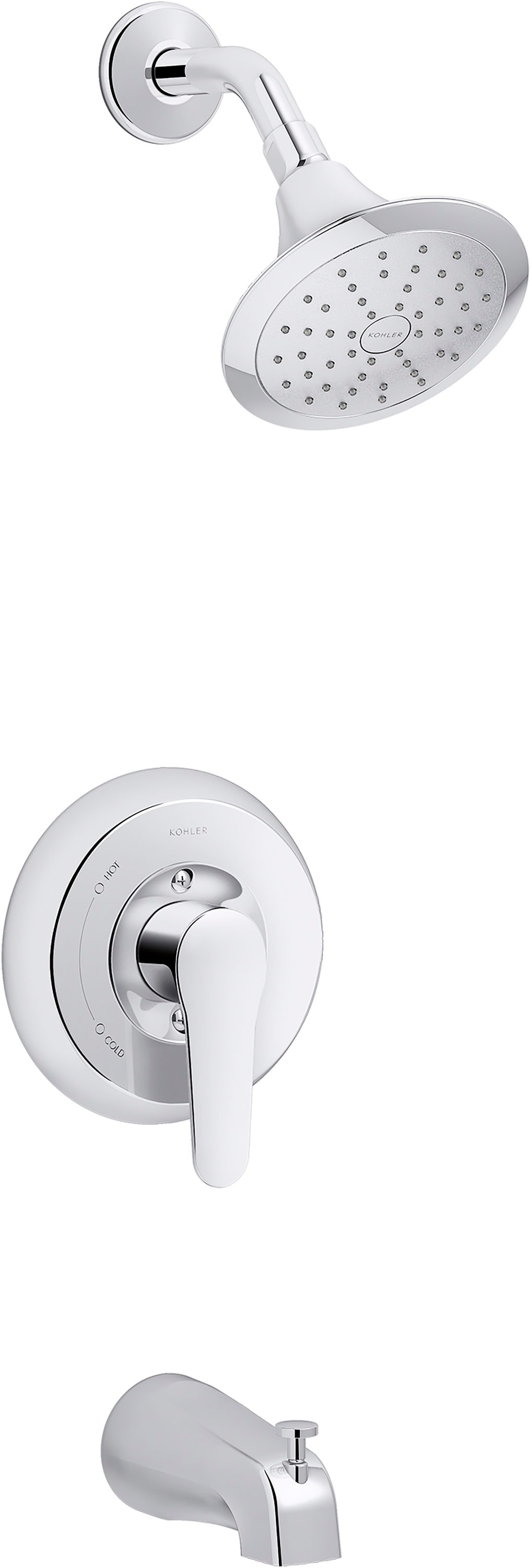Mezcladora para bañera y ducha redonda de 6.5 pulgadas, de una manija y función única, en cromo pulido modelo July KOHLER K-TS98006-4G-CP