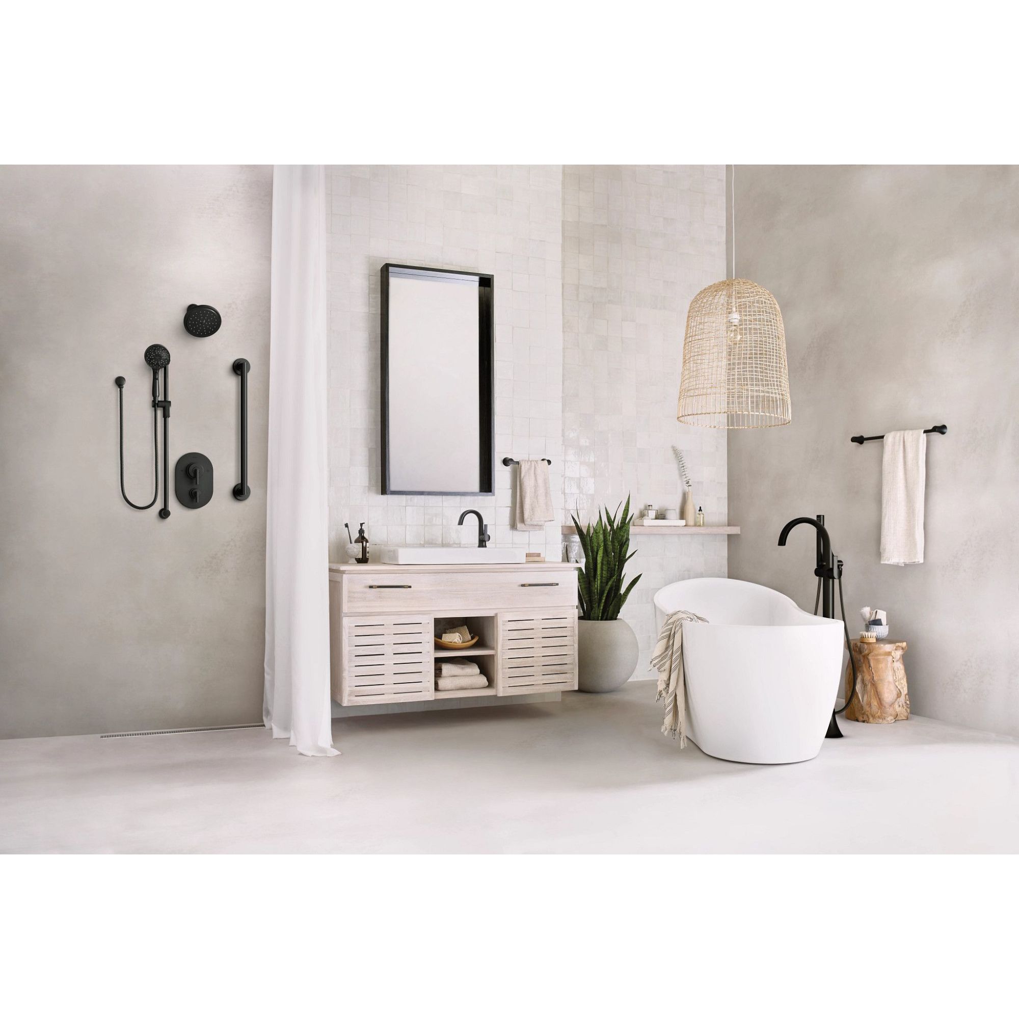 Grifo redondo para bañera y ducha en negro mate de Moen (Válvula no incluida) Se vende por separado