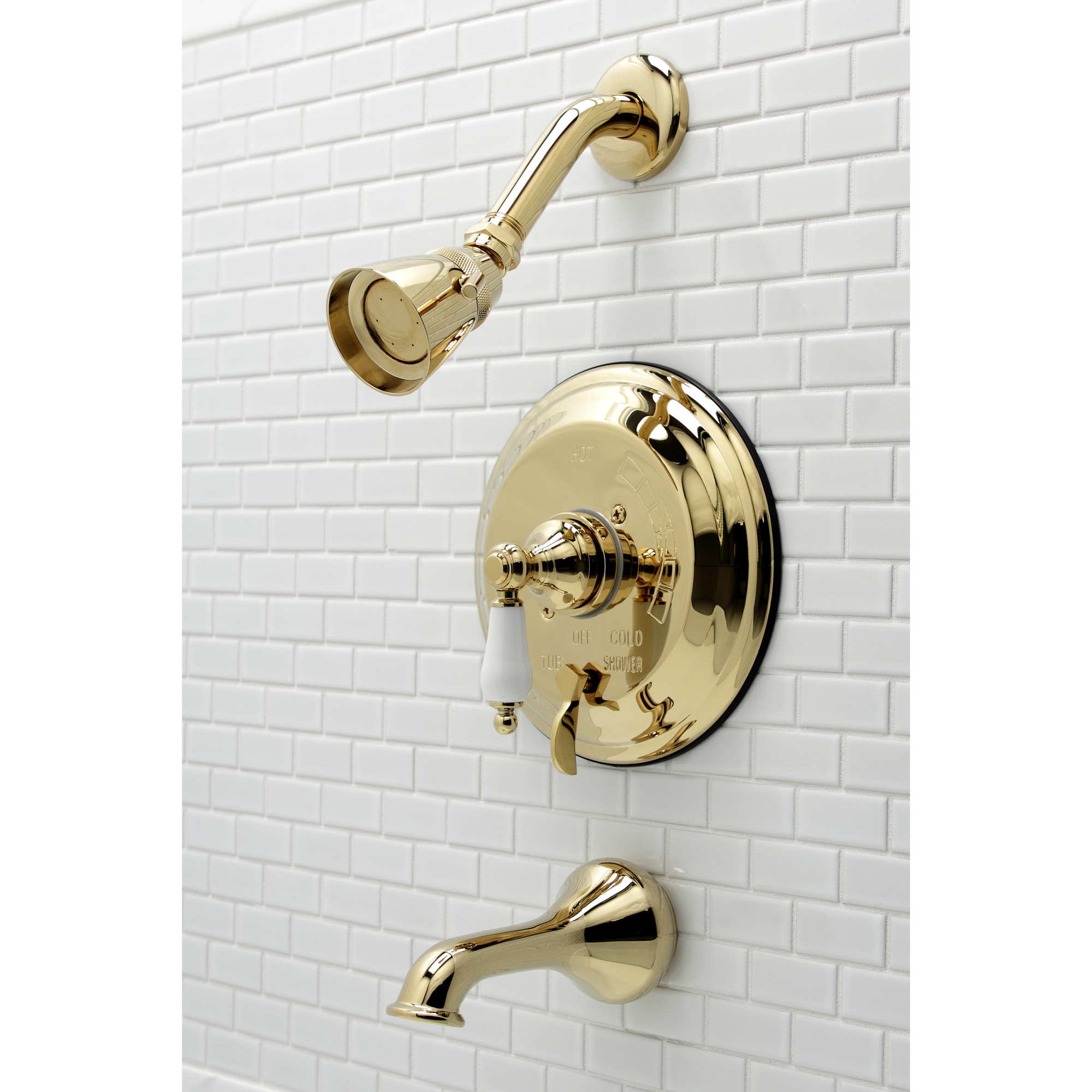 Elementos de Diseño Nueva Orleans Latón pulido 1 manija Función única 3.75 pulgadas Redonda Grifo de bañera y ducha con Válvula EB36320PL.