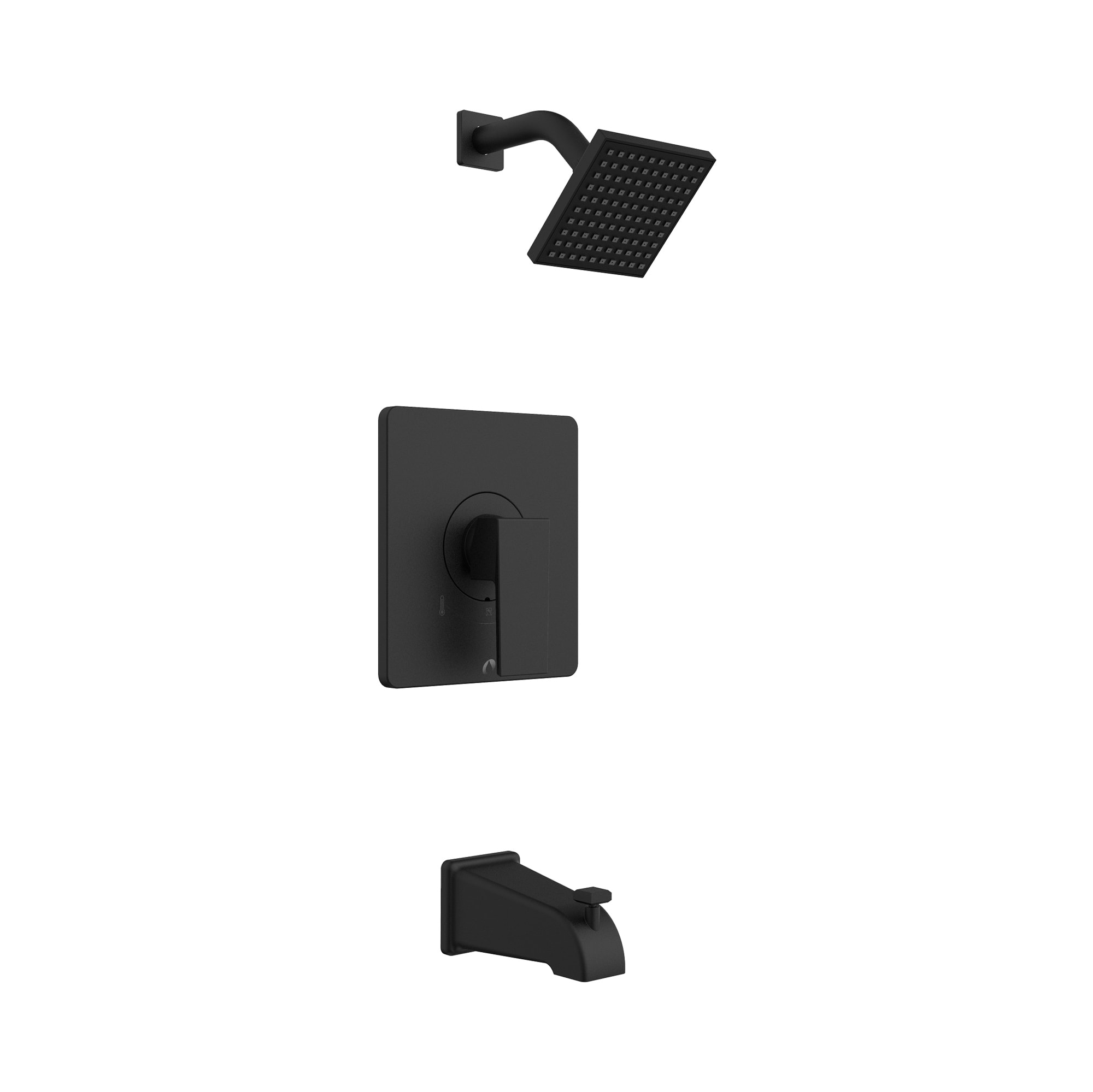 Grifo de bañera y ducha cuadrado mate negro de una sola manija y función, con válvula de 4.0 pulgadas - QUA90CMB