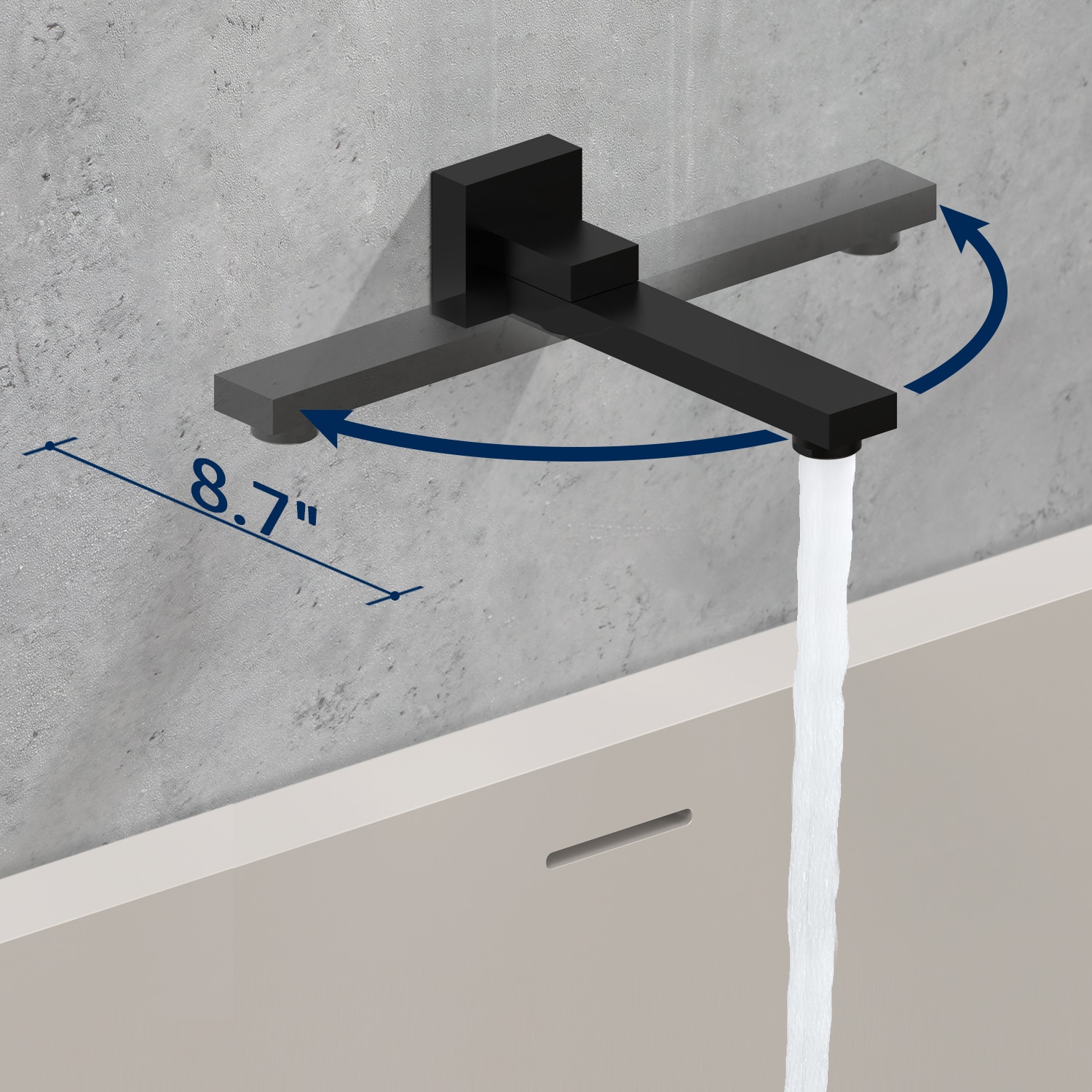 Mezcladora de bañera y regadera cuadrada de 10 pulgadas, color negro mate de un solo mango y función única de Fapully con válvula FA-N-3005B-10