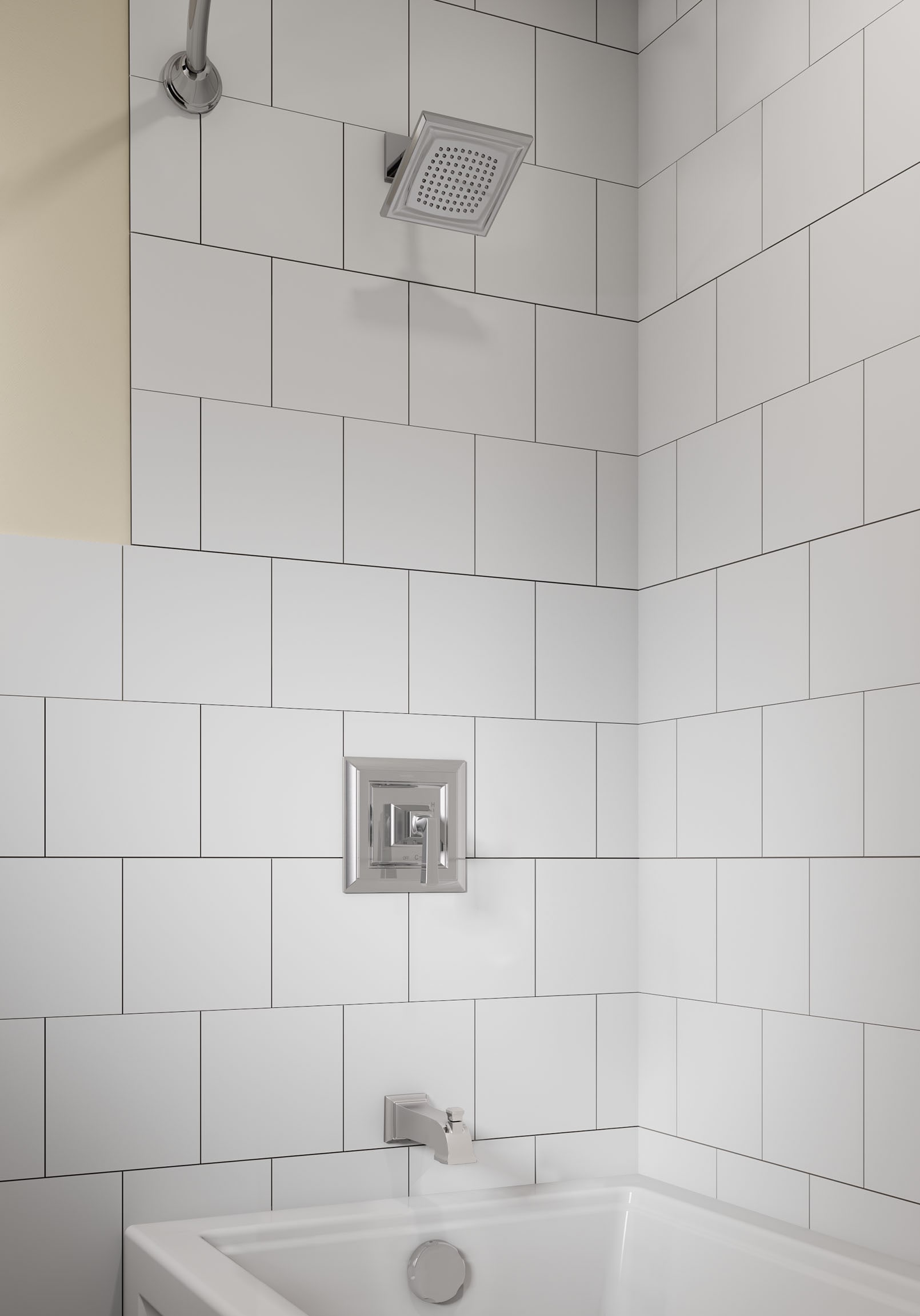 Monomando de bañera y regadera cuadrado de 6.31 pulgadas, de cromo pulido, American Standard Town Square S.