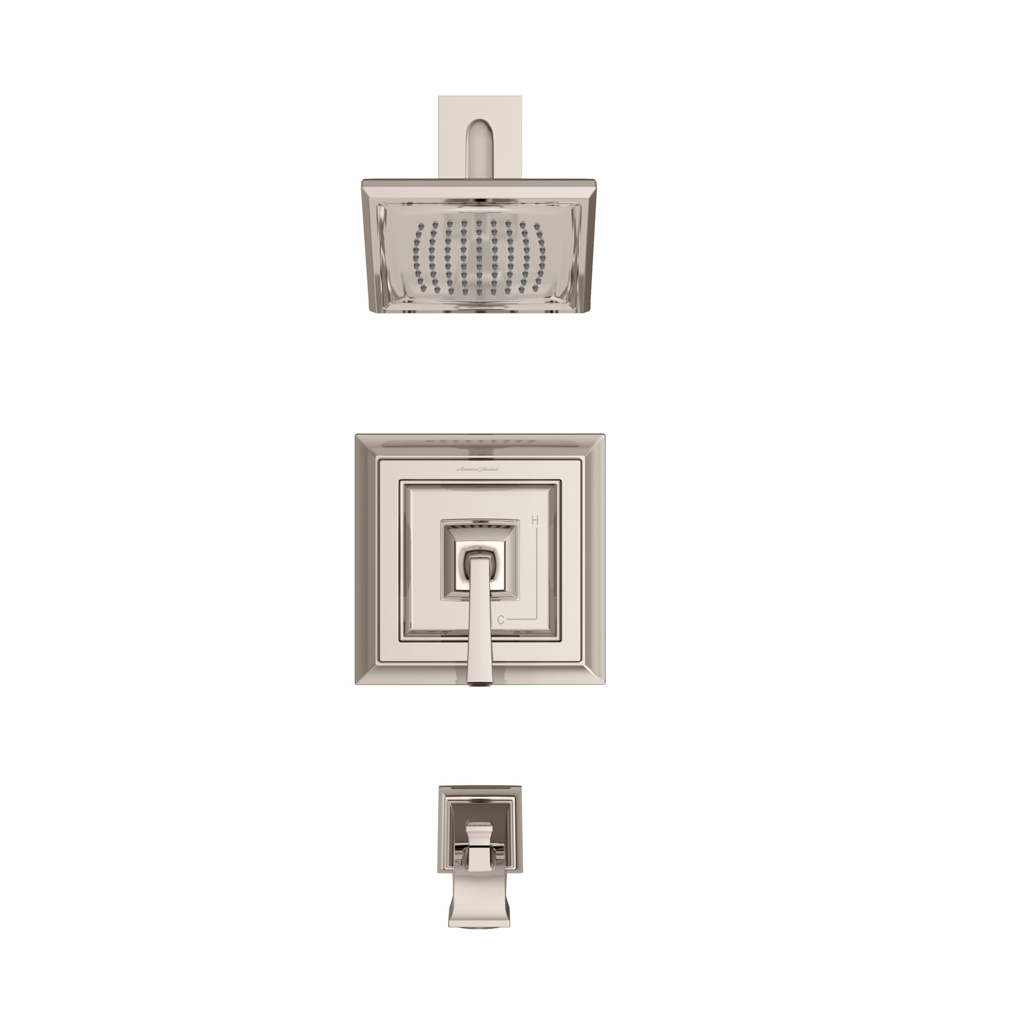 American Standard Town Square S Pulido Níquel Monomando Función Única 6.31 Pulgadas Cuadrado Grifo de Bañera y Ducha