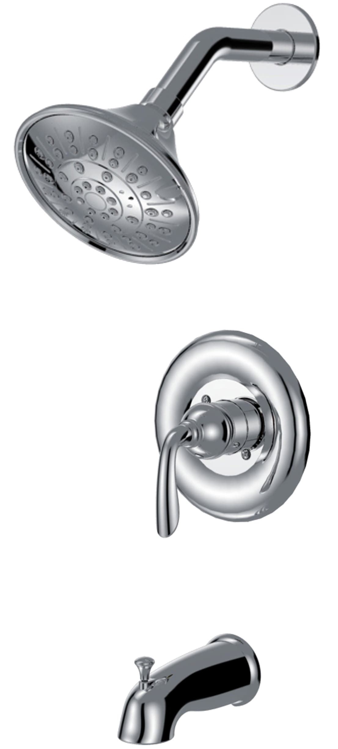 Grifo de bañera y ducha redondo de 5 pulgadas con válvula de cromo pulido de un solo mango de función múltiple Majestuoso CMI 211-6623.