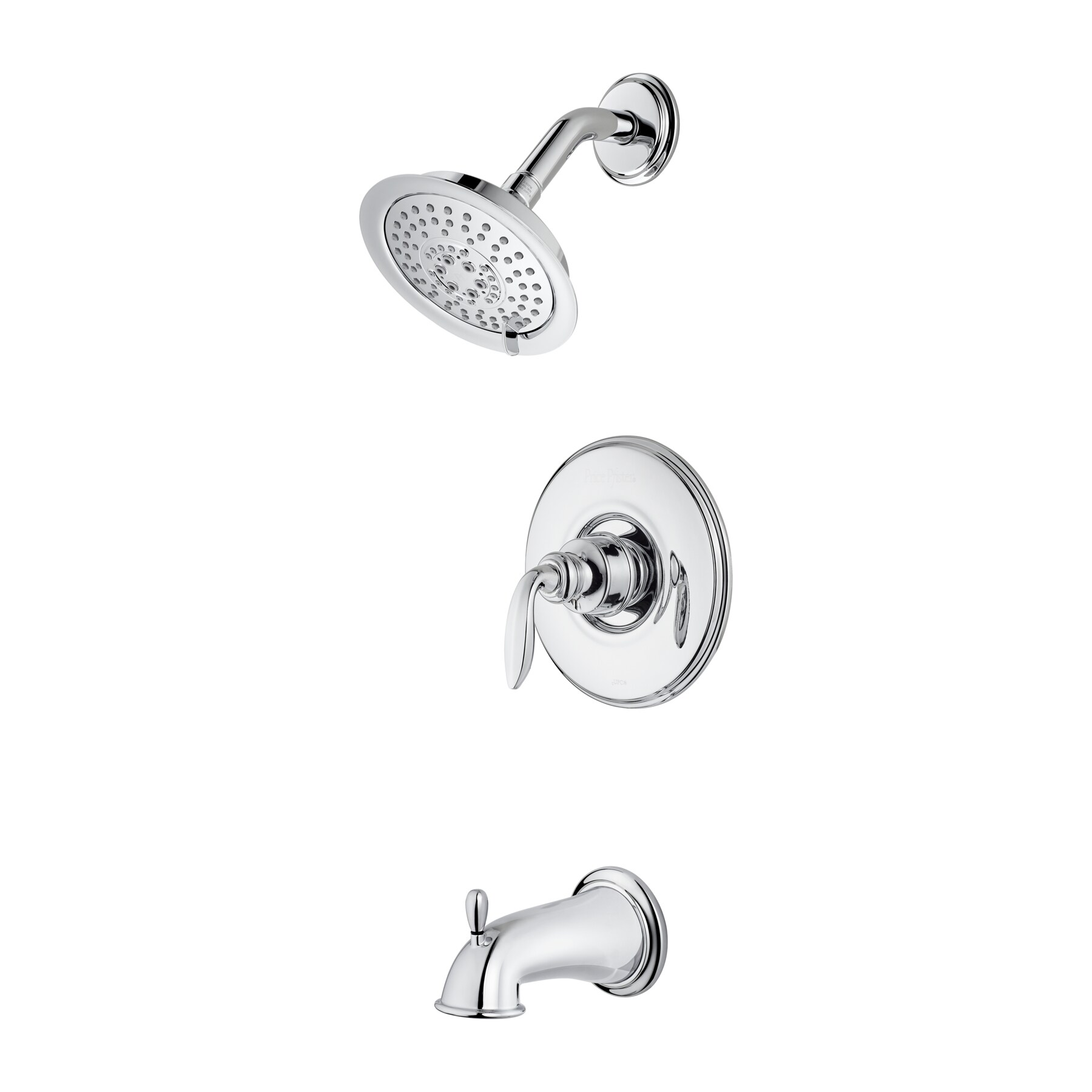 Grifo de bañera y regadera redondo de 5.65 pulgadas con acabado cromado pulido y 1 manija de función única Avalon de Pfister LG89-8CBC