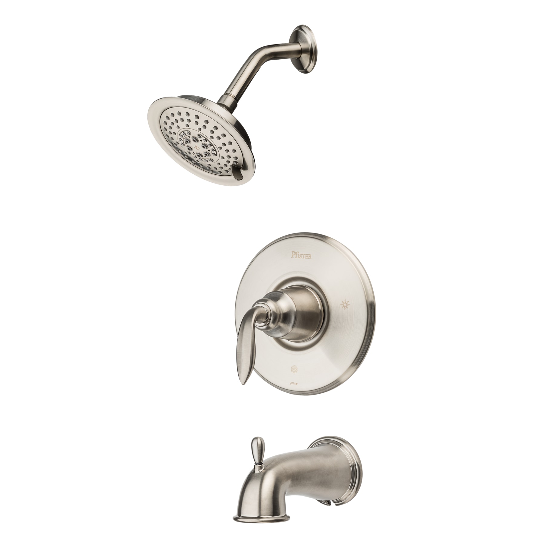 Mezcladora de Bañera y Ducha Redonda de 1 Asa con Acabado Níquel Cepillado Pfister Avalon, Función Única, 5.65 Pulgadas - LG89-8CBK