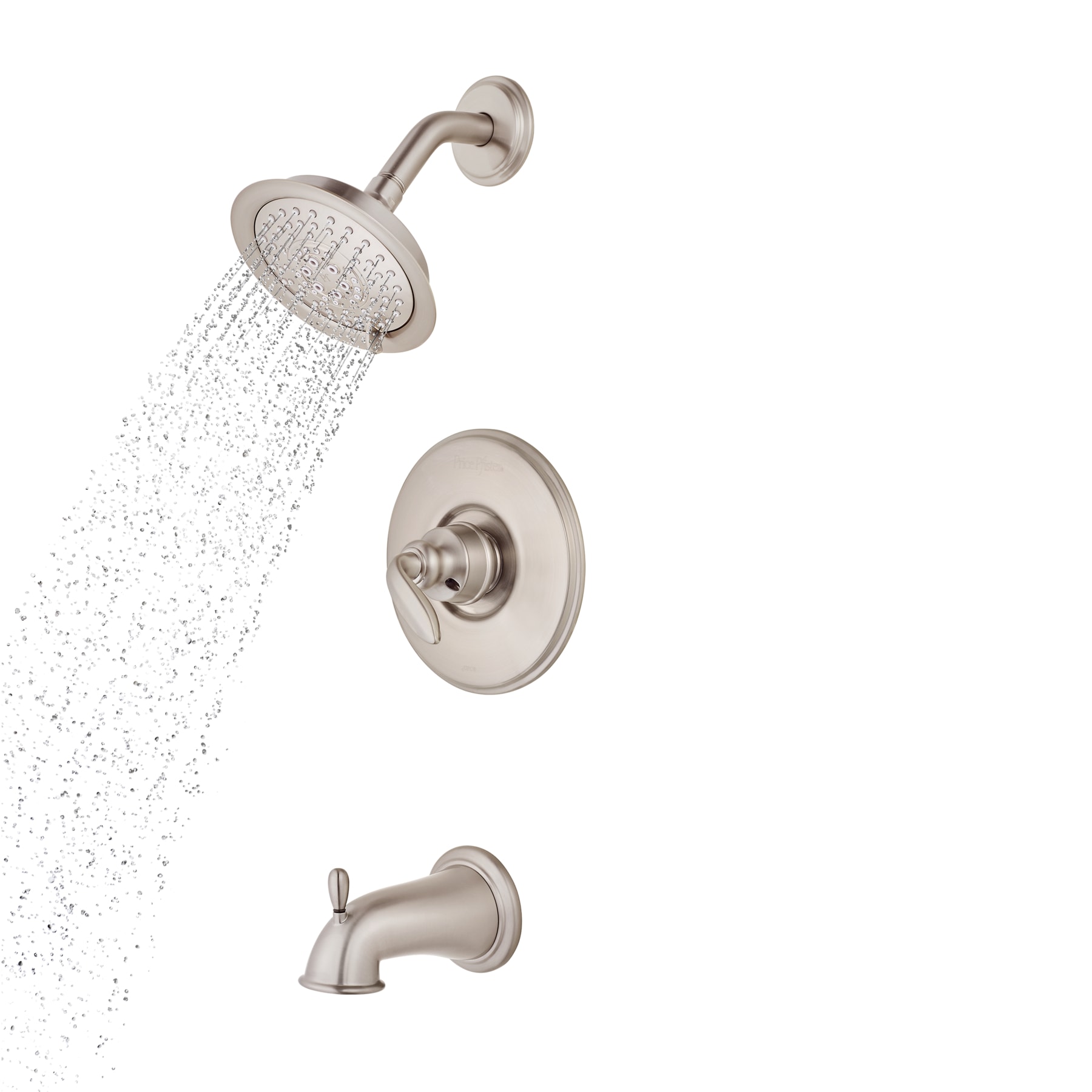 Mezcladora de Bañera y Ducha Redonda de 1 Asa con Acabado Níquel Cepillado Pfister Avalon, Función Única, 5.65 Pulgadas - LG89-8CBK