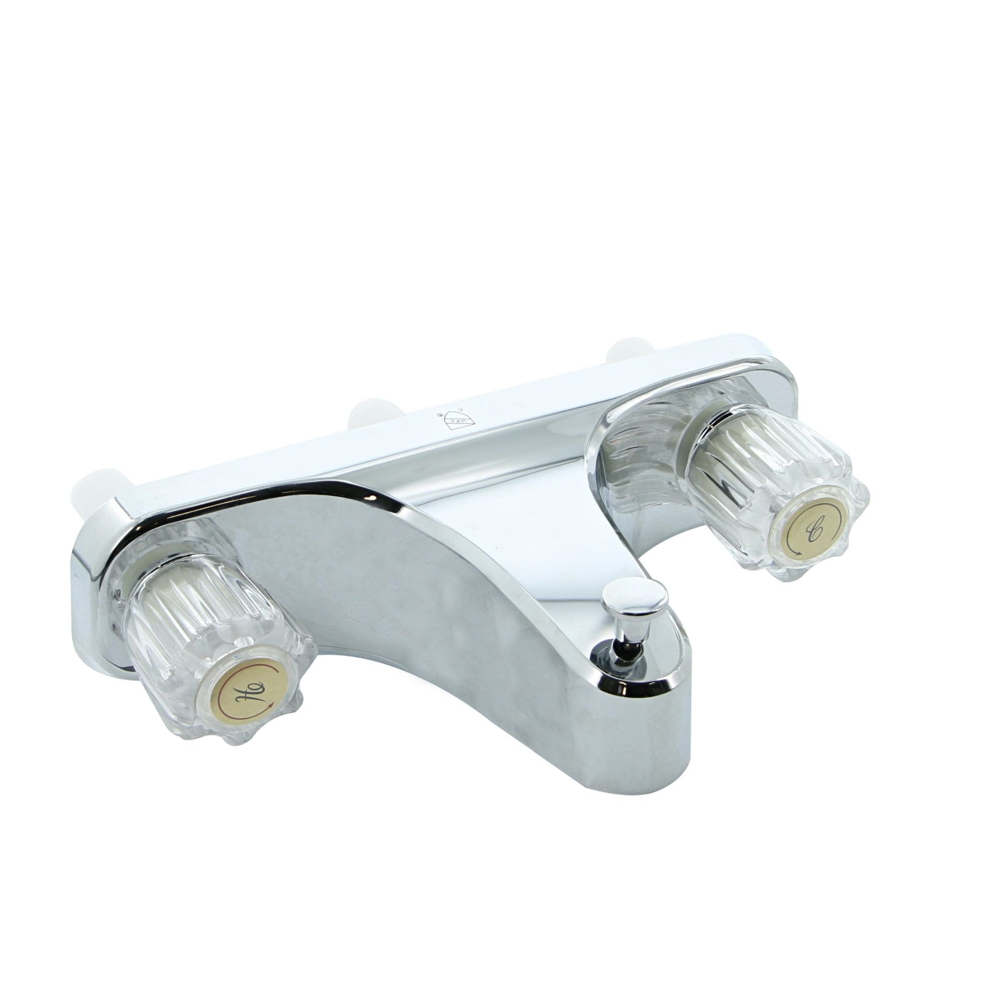 Grifo para bañera y ducha redondo de 2.0 pulgadas, cromado, de doble manija y función única con válvula RVP063 de Road & Home