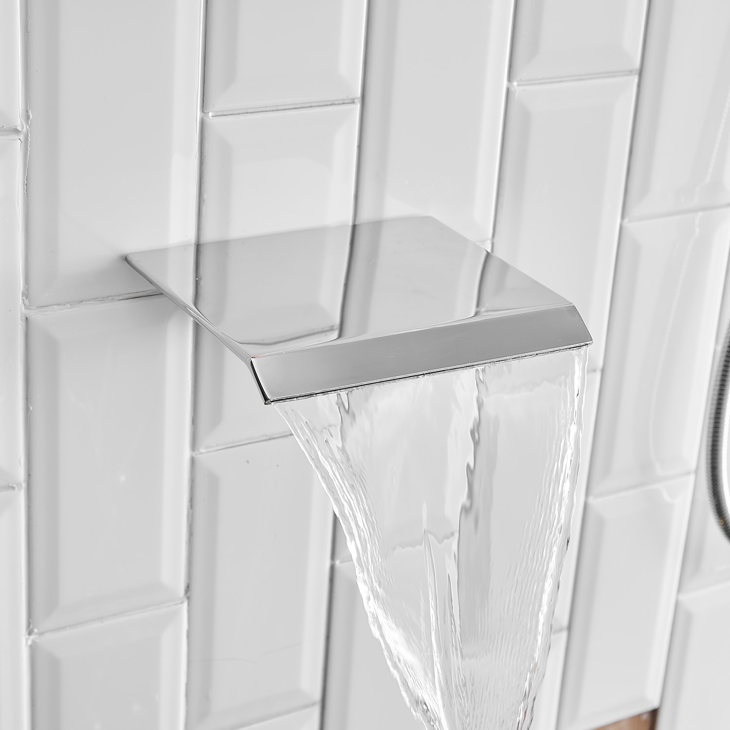Grifería para regadera BWE A-95012 Cromo pulido de una sola manija, multi-función, de 12 pulgadas, cuadrada para bañera y regadera con válvula A-95012-C-S