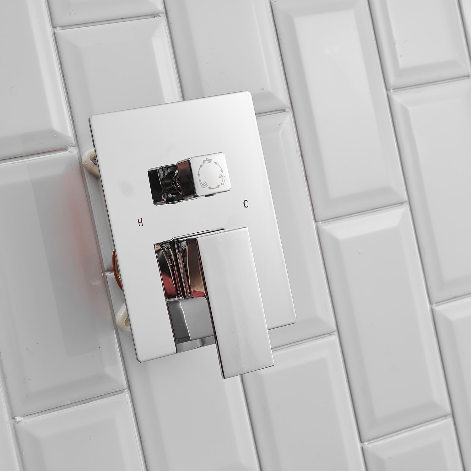 Grifería para regadera BWE A-95012 Cromo pulido de una sola manija, multi-función, de 12 pulgadas, cuadrada para bañera y regadera con válvula A-95012-C-S
