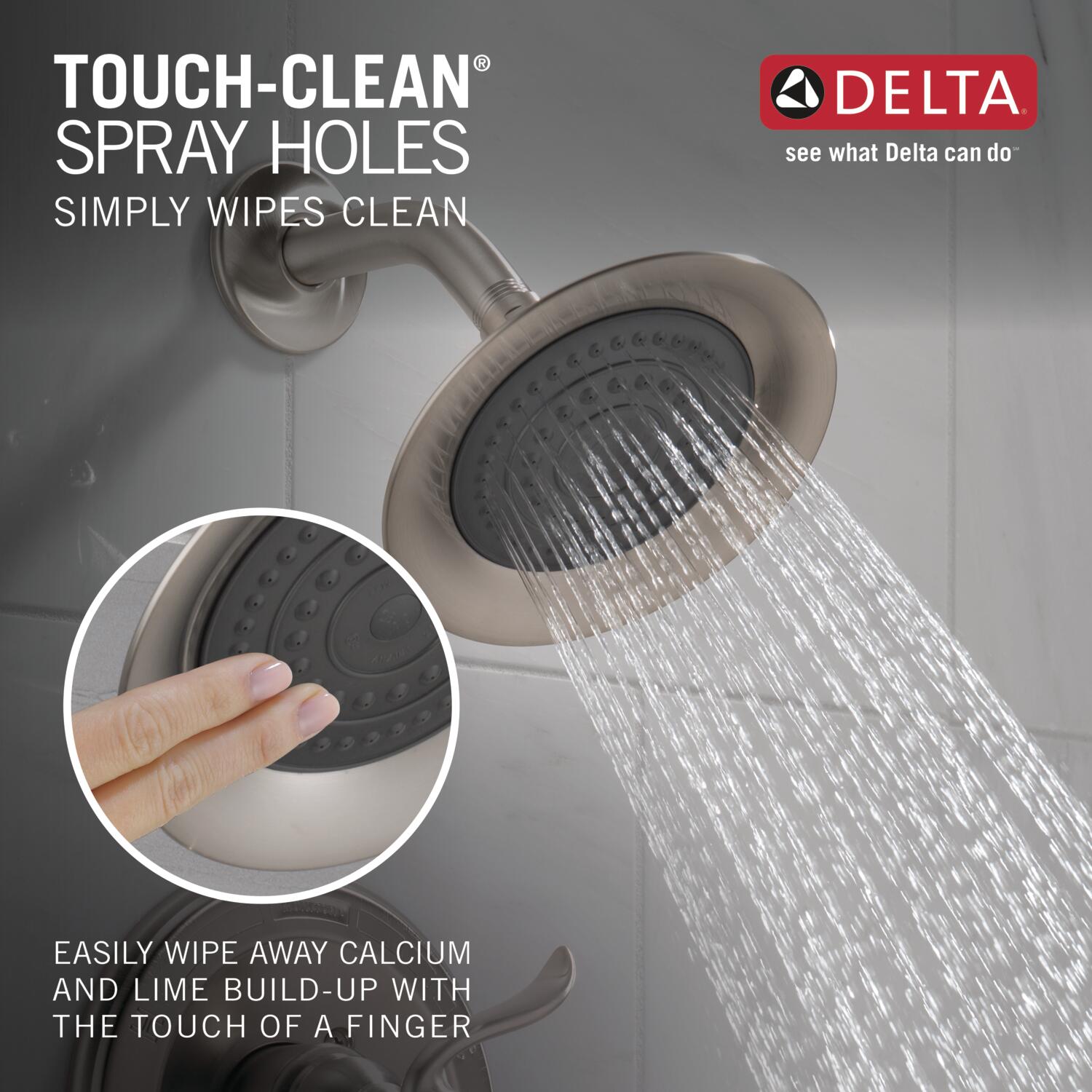 Grifo para bañera y ducha redondo de acero inoxidable de 1 manija y 6.0 pulgadas de función única Delta Windemere