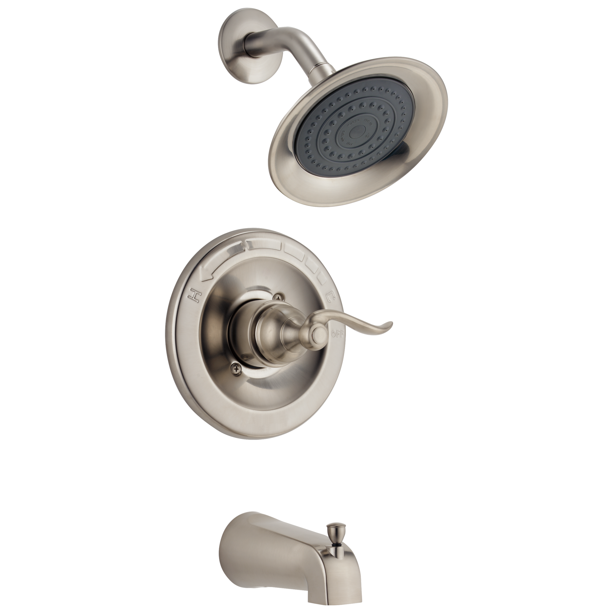 Grifo para bañera y ducha redondo de acero inoxidable de 1 manija y 6.0 pulgadas de función única Delta Windemere