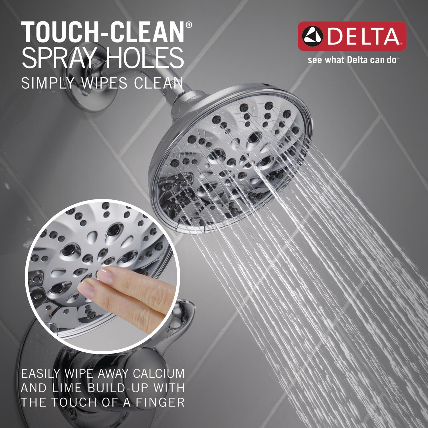 Mezcladora de bañera y ducha redonda de 6 pulgadas con 1 manija, cromo Delta Esato.