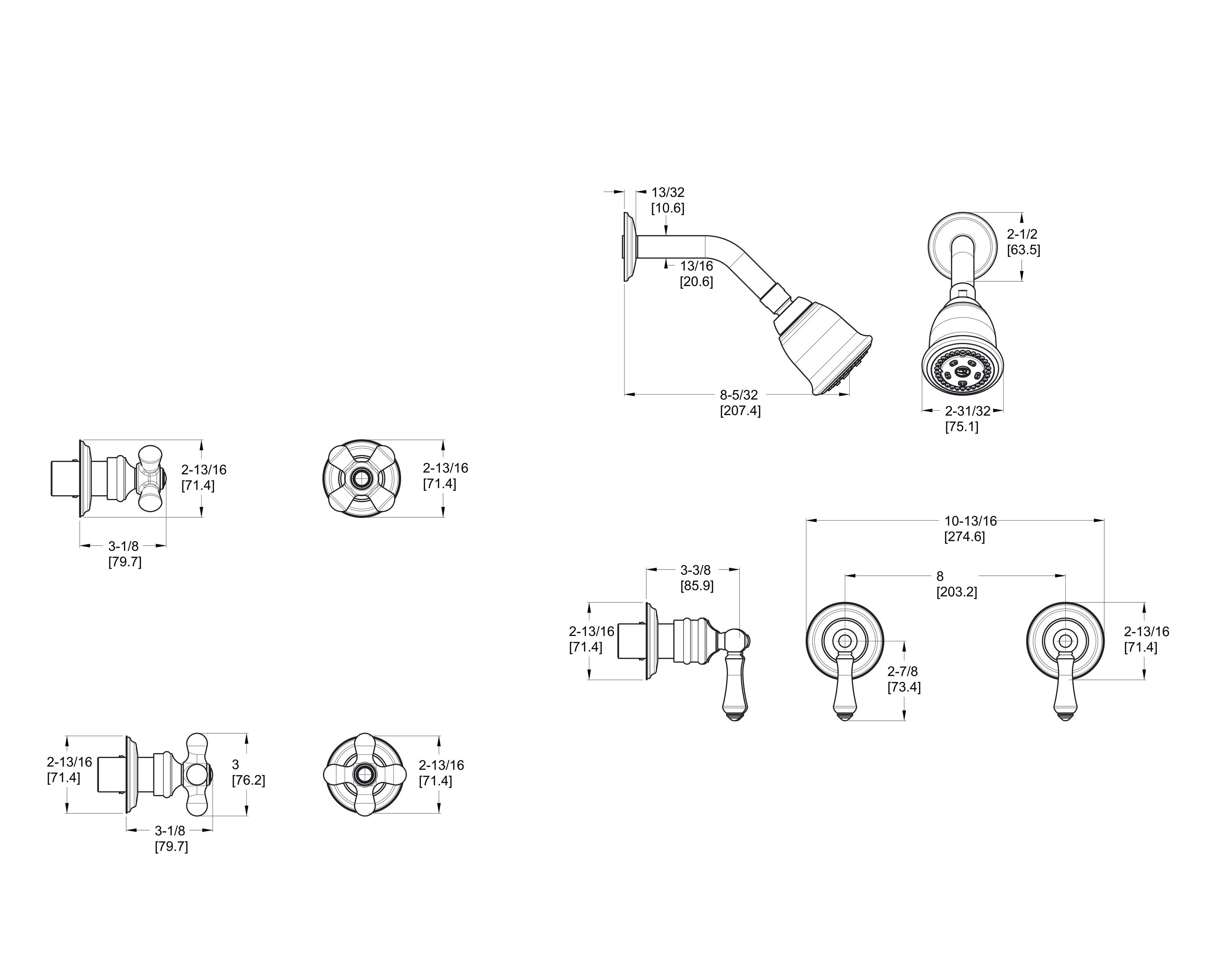 Serie 07 de Pfister Cromo con 2 Manijas y Función Múltiple de 2.97 Pulgadas para Bañera Redonda y Regadera LG07-81BC