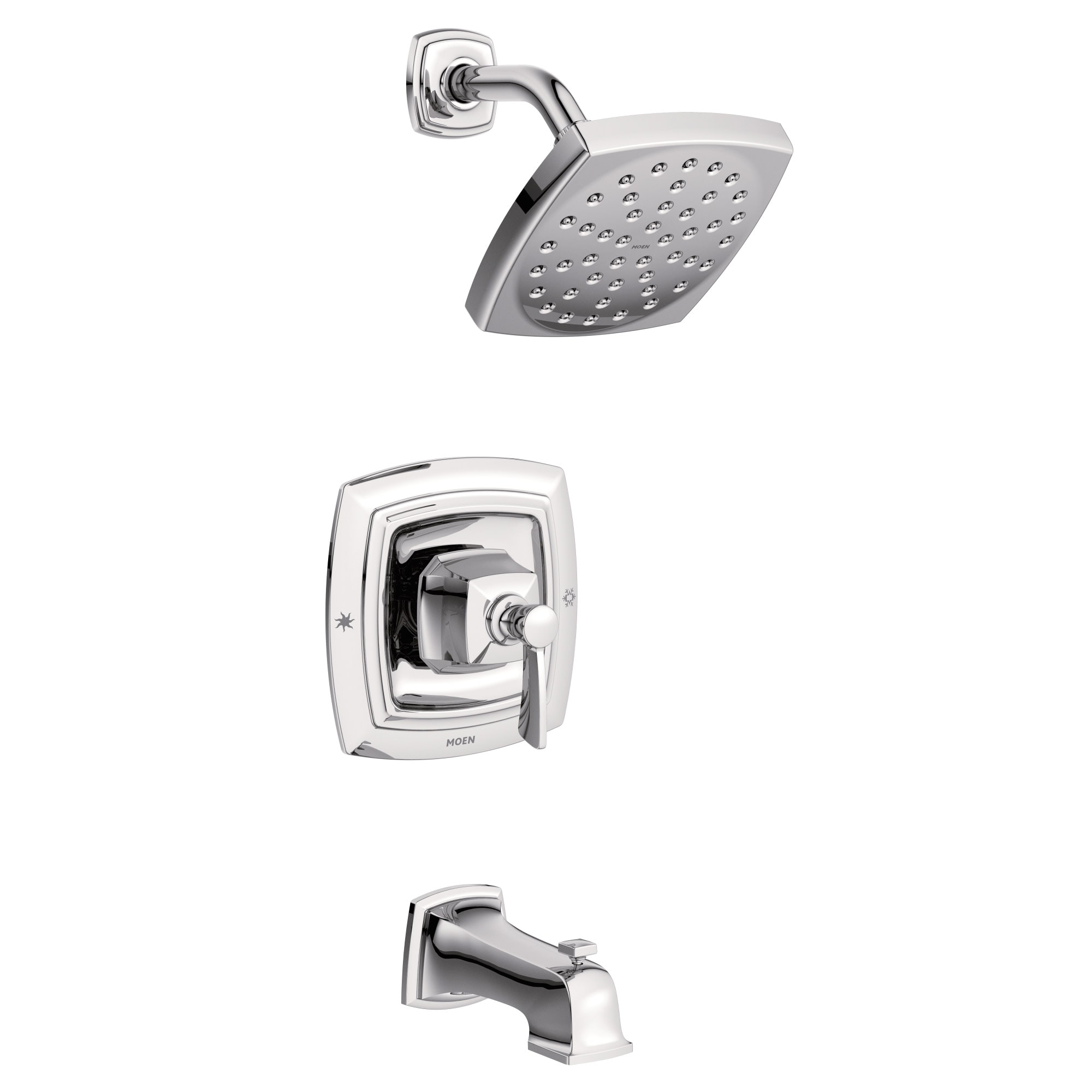 Grifo para bañera y regadera de una sola función, con una manija y acabado cromado, marca Moen Conway, modelo 82922