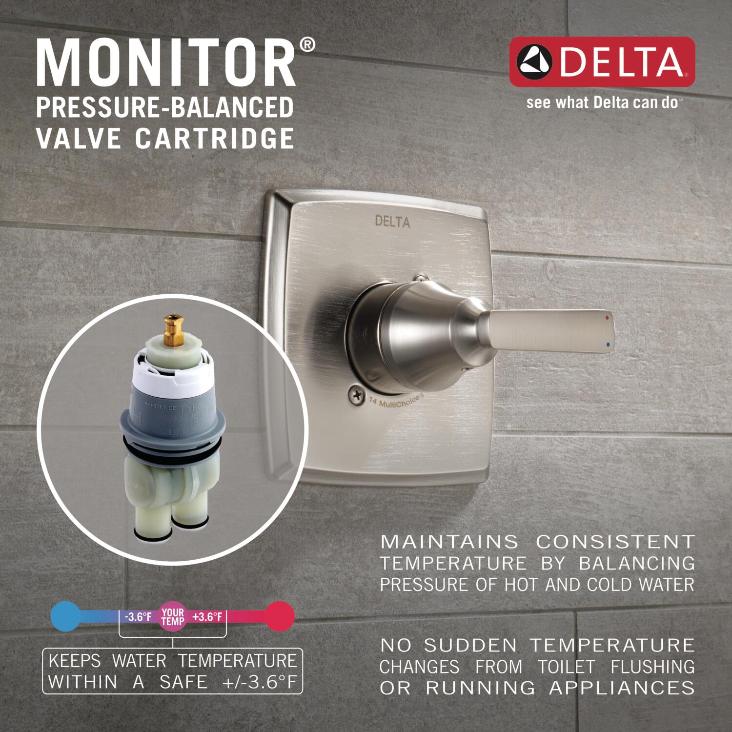 Grifo de bañera y ducha redonda de 5.4 pulgadas con válvula, en color bronce veneciano y de un solo mango, estilo Trinsic de Delta