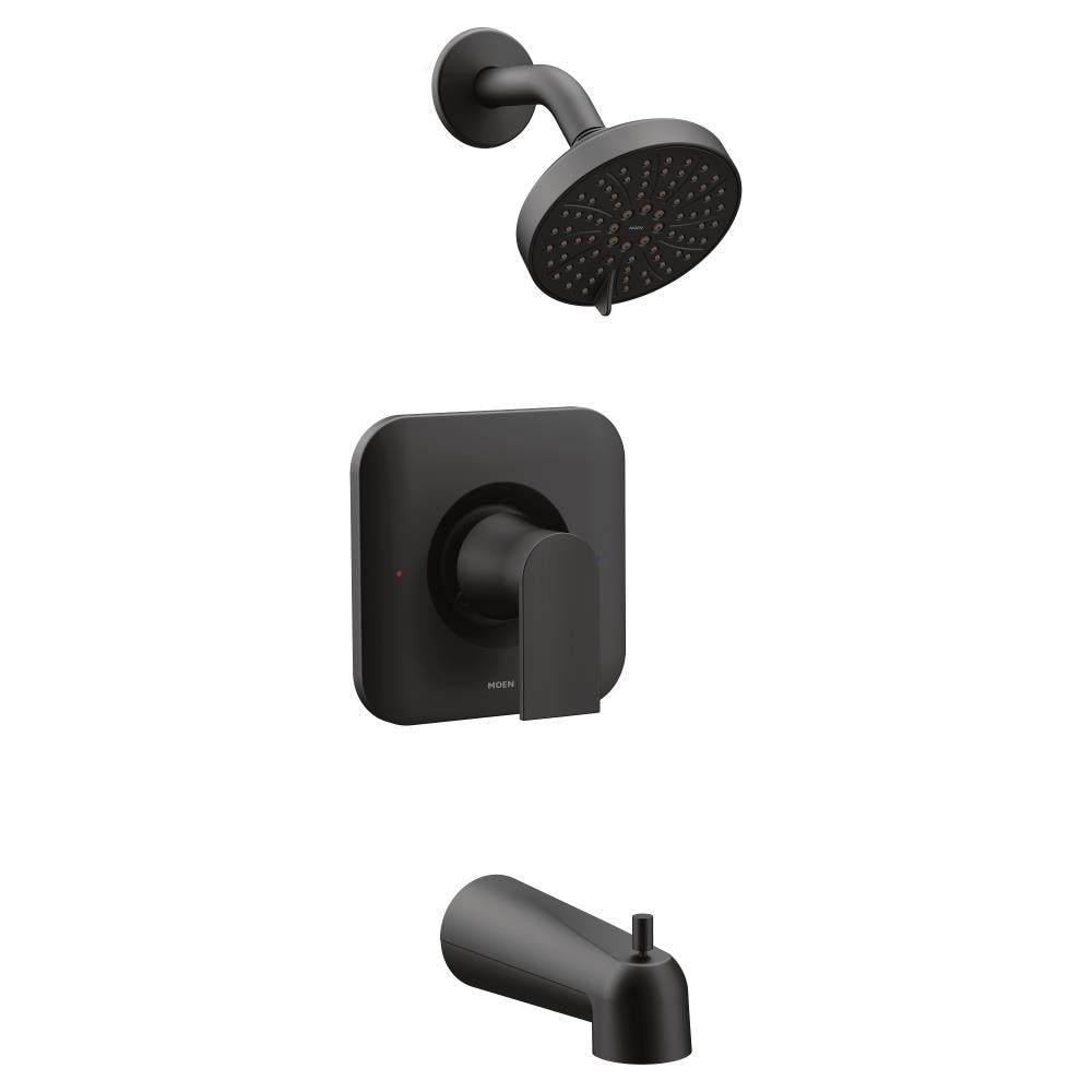 Mezcladora de Bañera y Ducha Redonda de 3.75 pulgadas de un solo mango en Negro Mate, Función Múltiple - Modelo Genta de Moen (Válvula no incluida)
