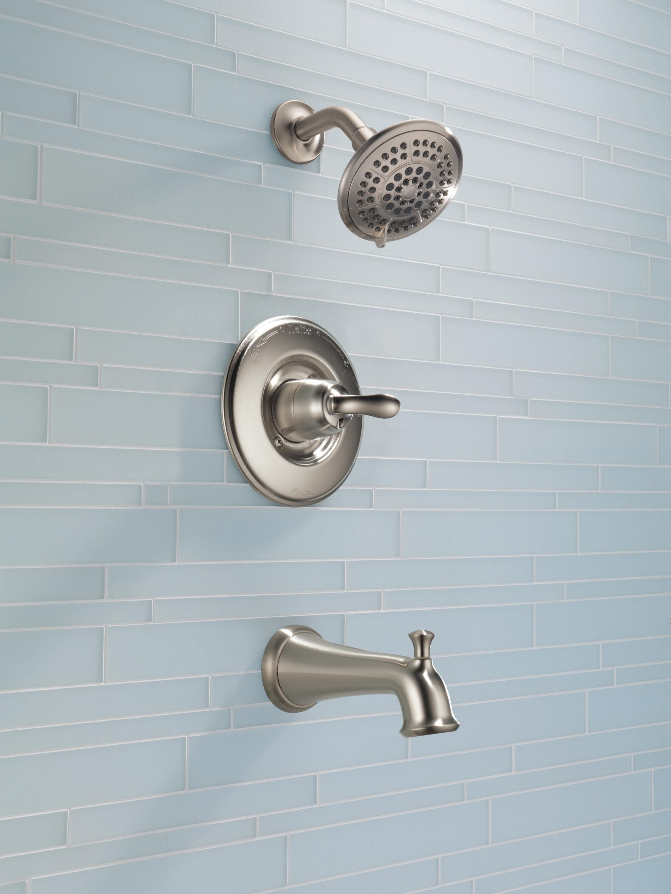 Mezcladora de bañera y regadera redonda de acero inoxidable de un solo mango, multi-función, de 5.1250 pulgadas - Delta Linden T14494-SS