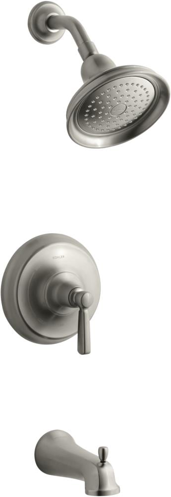Mezcladora de Bañera y Ducha Bancroft de KOHLER en Níquel Cepillado con un Asa y Función Única de 5.96 Pulgadas (Válvula No Incluida) TS10582-4-BN
