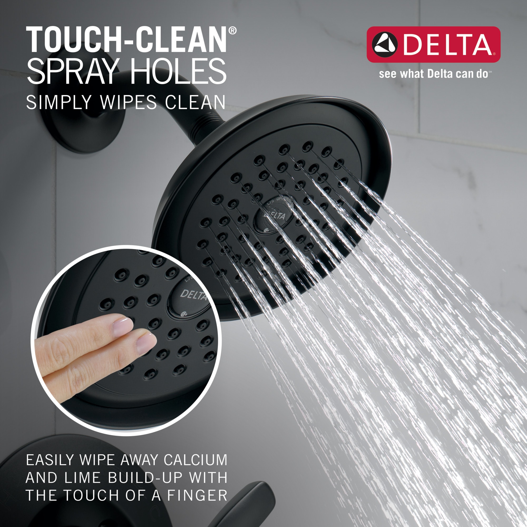 Grifería para bañera y ducha negra mate Delta Woodhurst de 1 mango y función única de 6 pulgadas redondeada