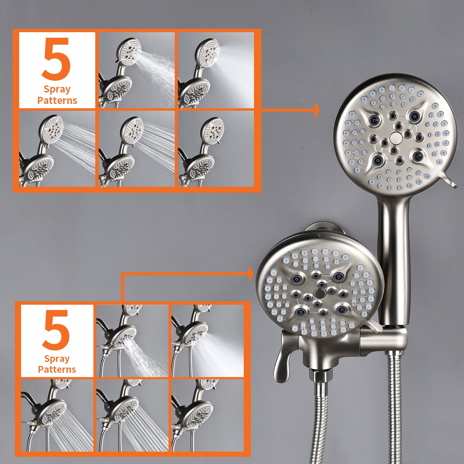 Grifo de bañera y regadera redondo de 4.72 pulgadas de níquel cepillado de una manija multifuncional con válvula SPA-88010BG