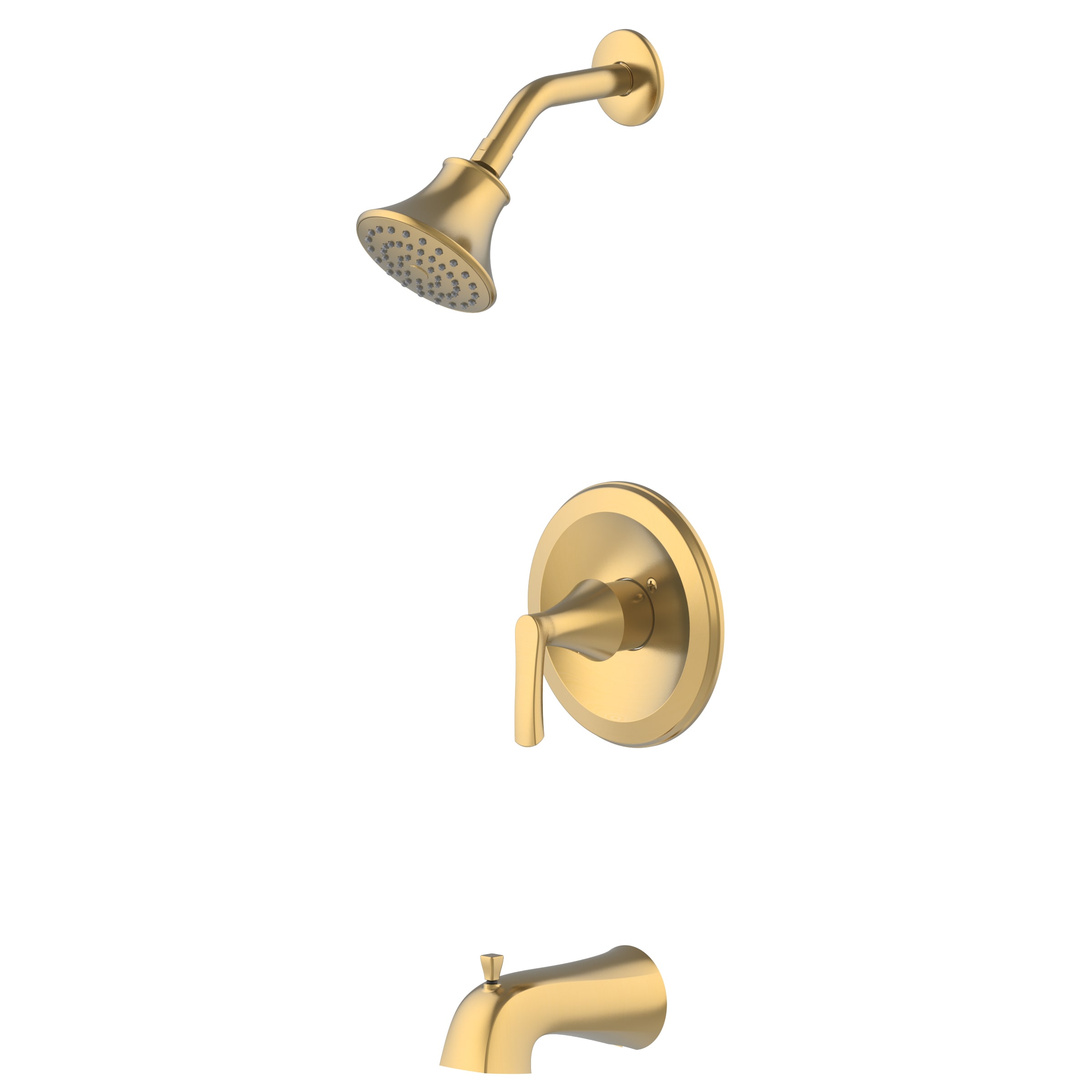 Grifo y regadera redonda para bañera en oro cepillado de una manija y función única 4.06 pulgadas con válvula "Project Source" 65873X-124408
