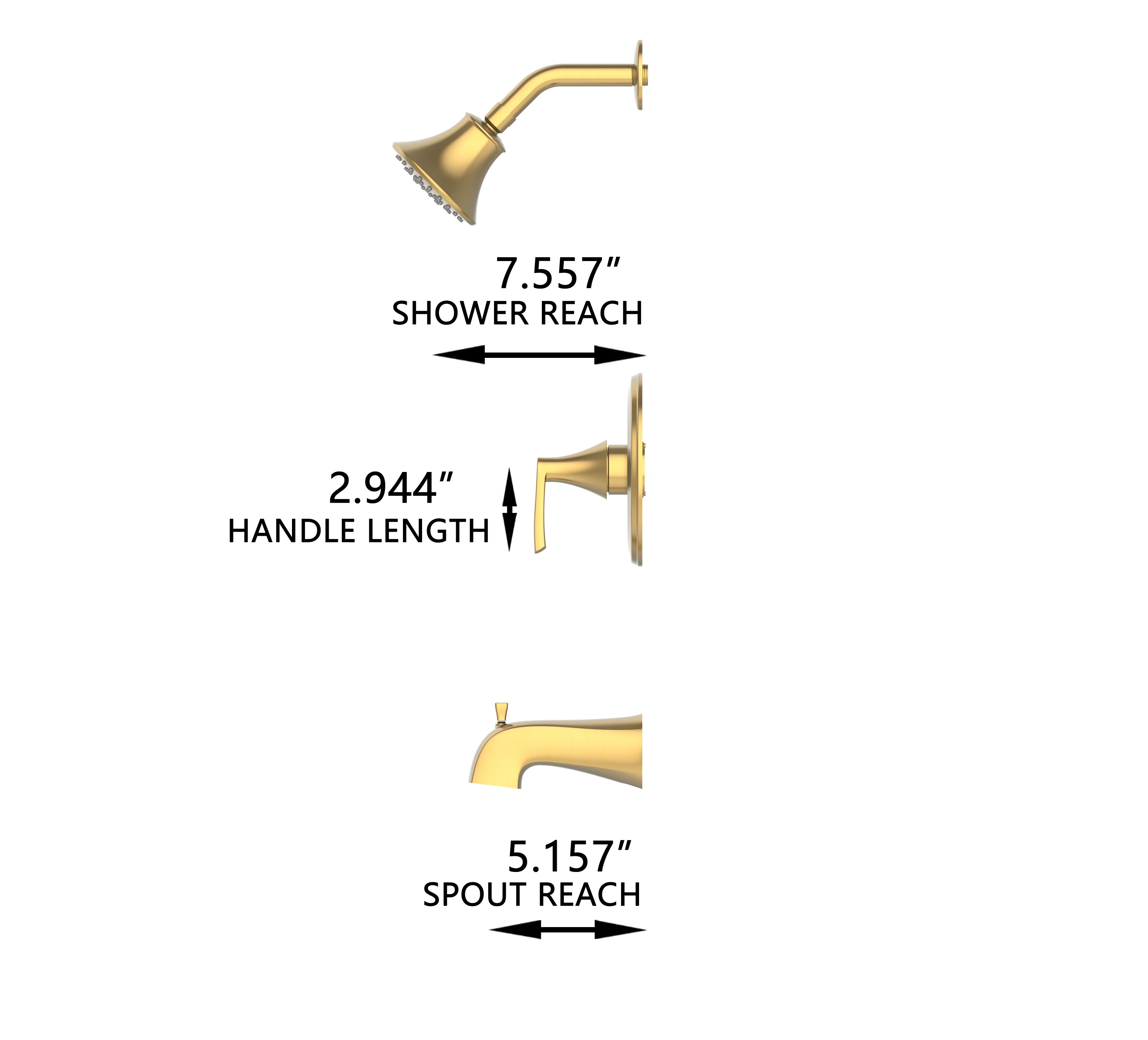Grifo y regadera redonda para bañera en oro cepillado de una manija y función única 4.06 pulgadas con válvula "Project Source" 65873X-124408