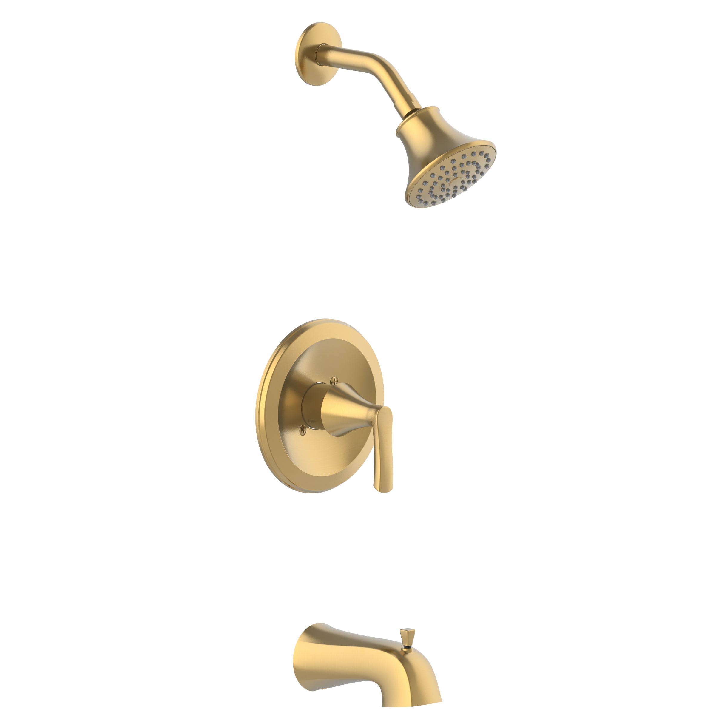 Grifo y regadera redonda para bañera en oro cepillado de una manija y función única 4.06 pulgadas con válvula "Project Source" 65873X-124408
