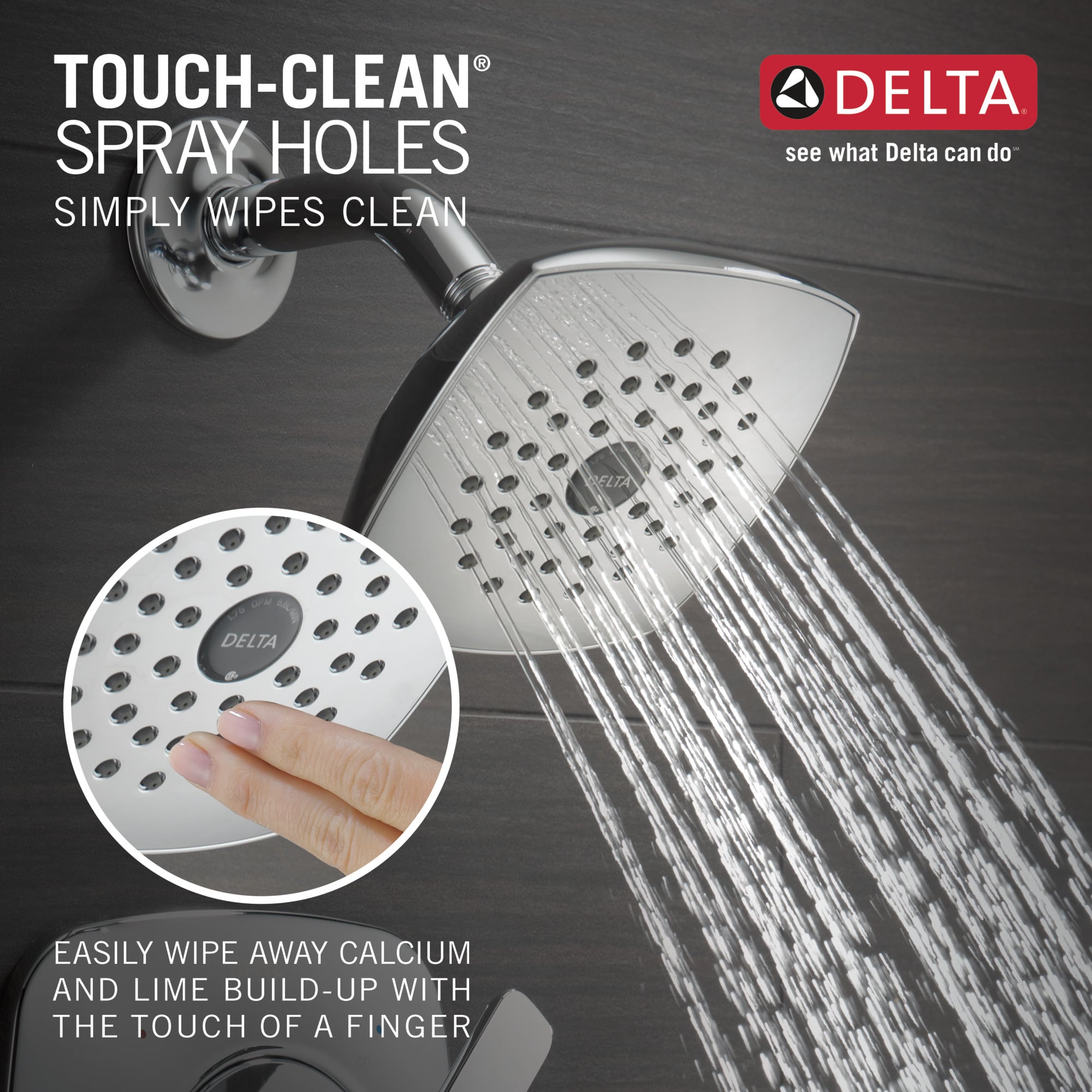 Grifo de bañera y ducha en cromo moderno Delta con 1 mango y función única de 5.375 pulgadas, cuadrado - T144339-PP