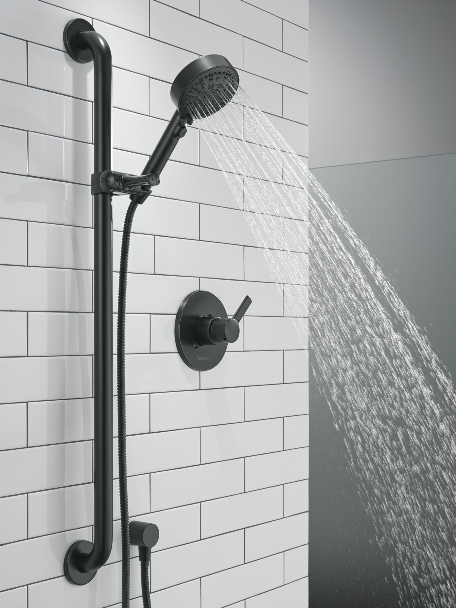 Mezcladora de Bañera y Ducha de Mano de una Manija en Negro Mate, Estilo Único con Acabado Atemporal de 4.56 Pulgadas de Diámetro (Válvula no Incluida) PTT24347-BL