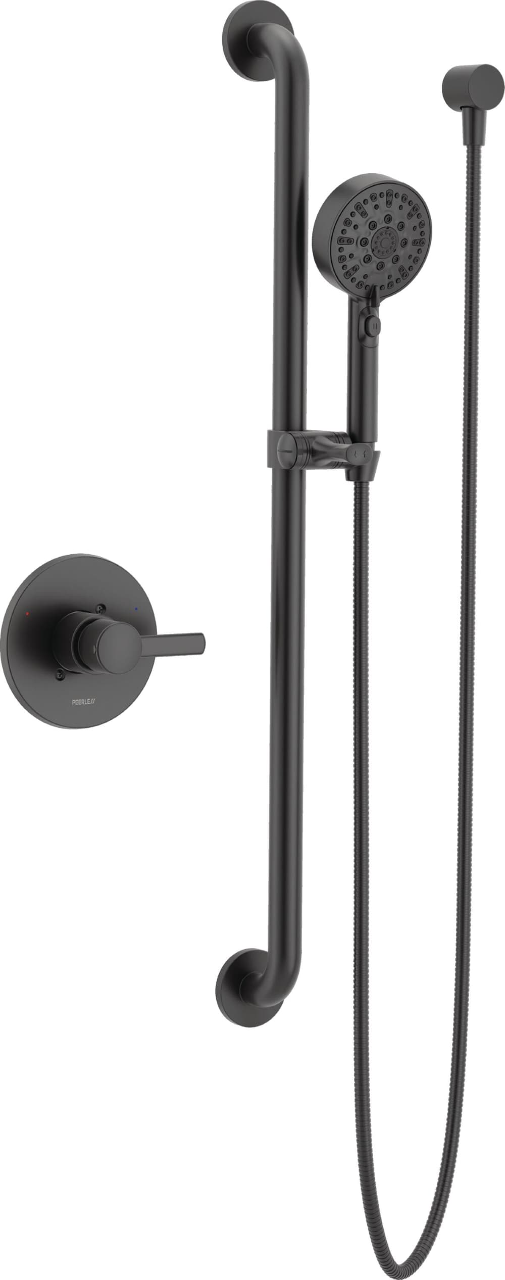 Mezcladora de Bañera y Ducha de Mano de una Manija en Negro Mate, Estilo Único con Acabado Atemporal de 4.56 Pulgadas de Diámetro (Válvula no Incluida) PTT24347-BL