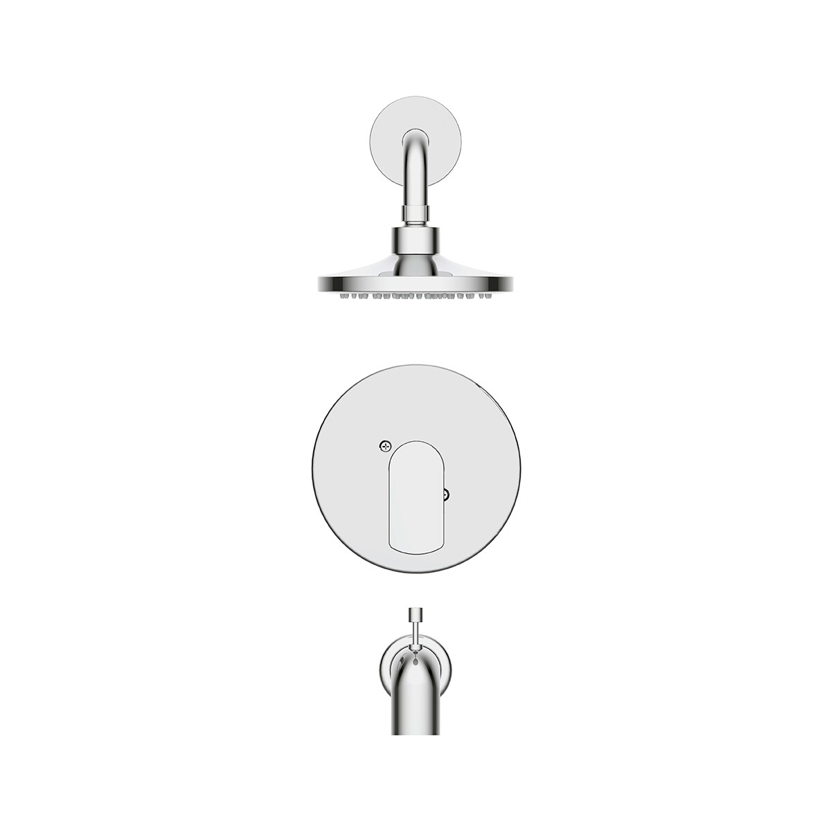 Grifo para bañera y ducha redondo de una sola función con mango cromado allen + roth Kameron de 1 manija y 6.291 pulgadas con válvula F121E412CP.
